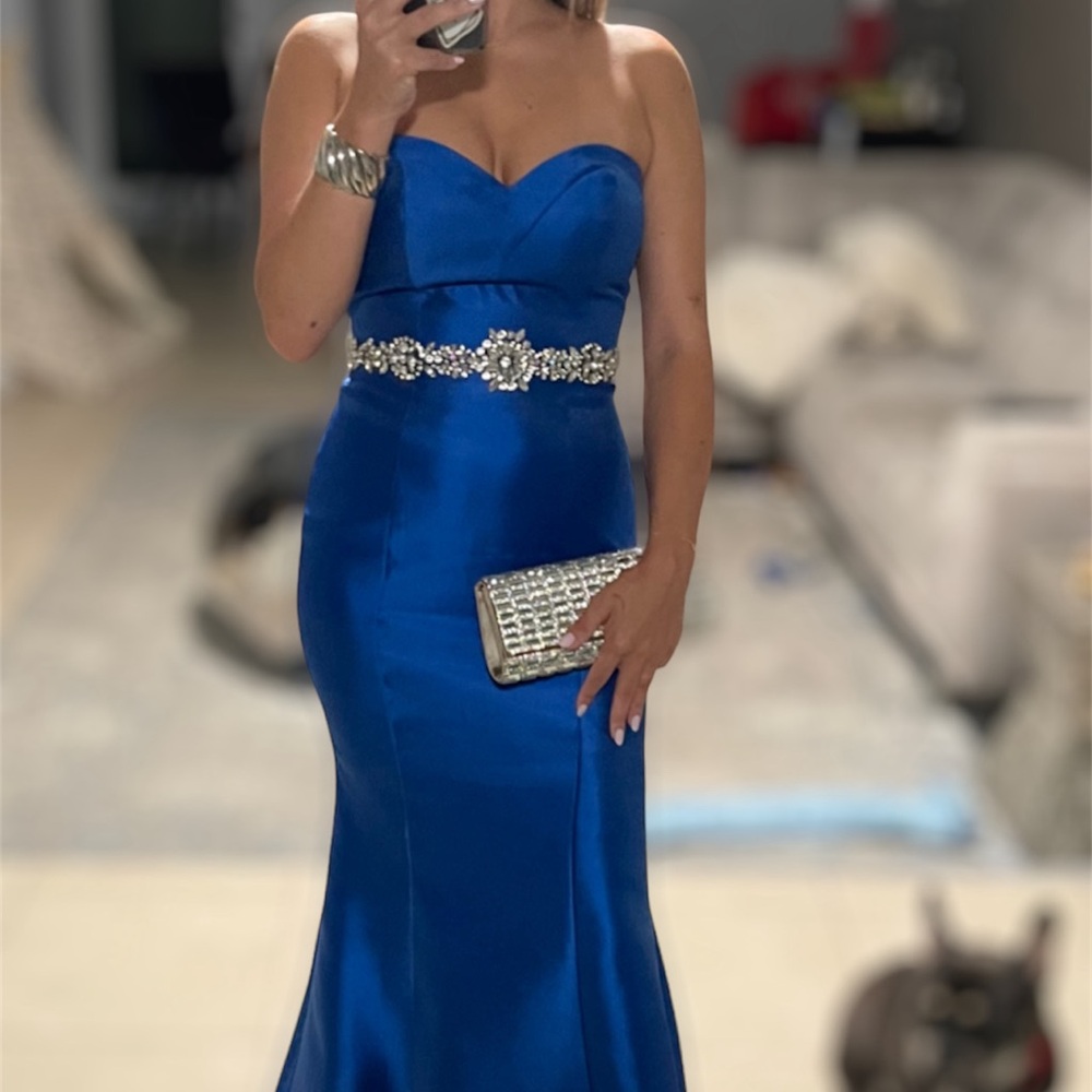 Elegant Blue Strapless Dress